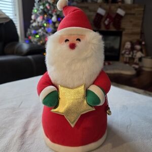 Vintage Hallmark Santa Claus Plush with Gold Star Tree Topper